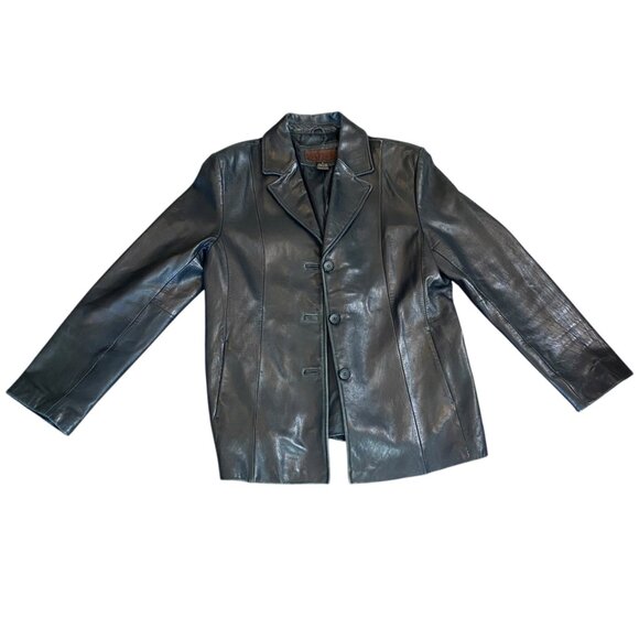 VTG SIENA 100% Genuine Soft Leather Jacket  Blazer Sz 16  Black #83G - Picture 3 of 9